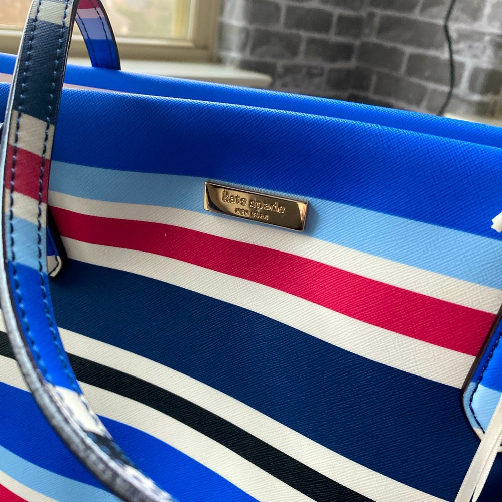 Kate Spade Blue and Red Striped Baby Bag